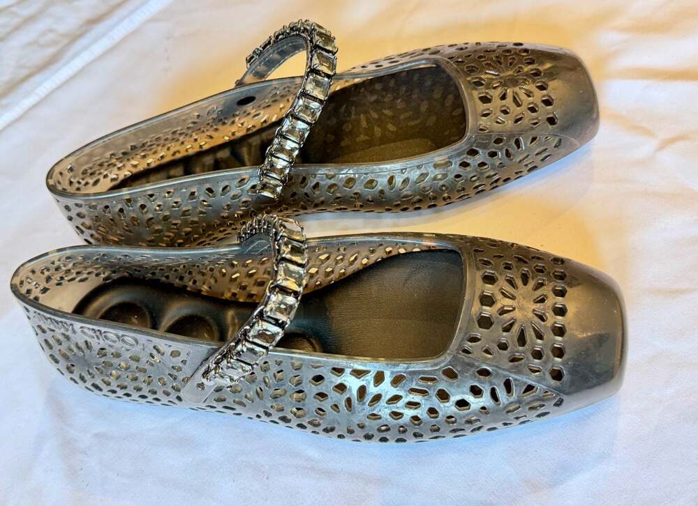 Jimmy Choo The Jelly Embellished Ballerina Flats with Crystal Strap